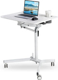White Height Adjustable Rolling Sit Stand Desk S130485