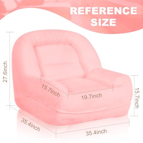 Pink Plush Bean Bag Chair with Armrests W956113