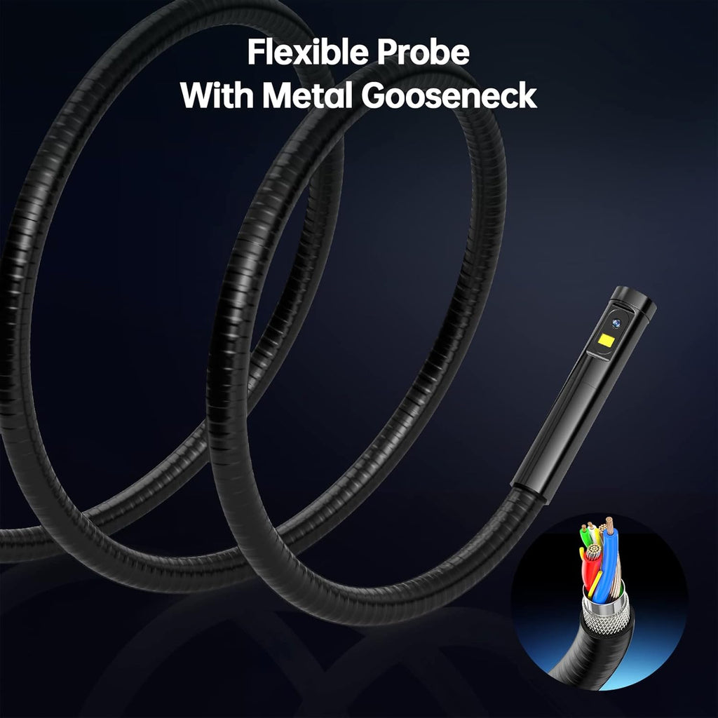Triple Lens Endoscope Camera with Light, 16.5ft Flexible Waterproof Borescope O10897