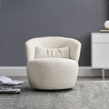 White Bouclé Swivel Chair I106485