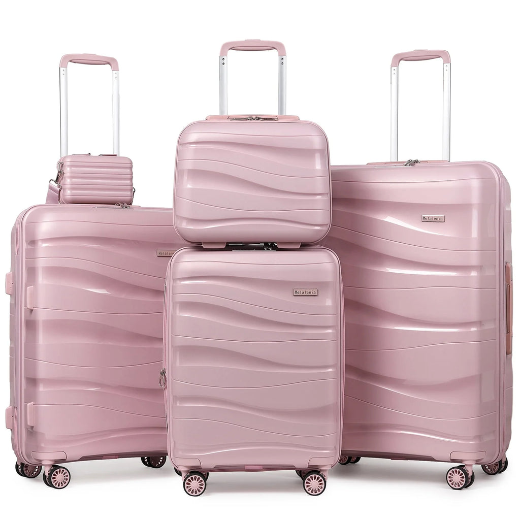 5 Luggage Sets PP Hardside Spinner Luggage Expandable Carry-on Suitcase H2730