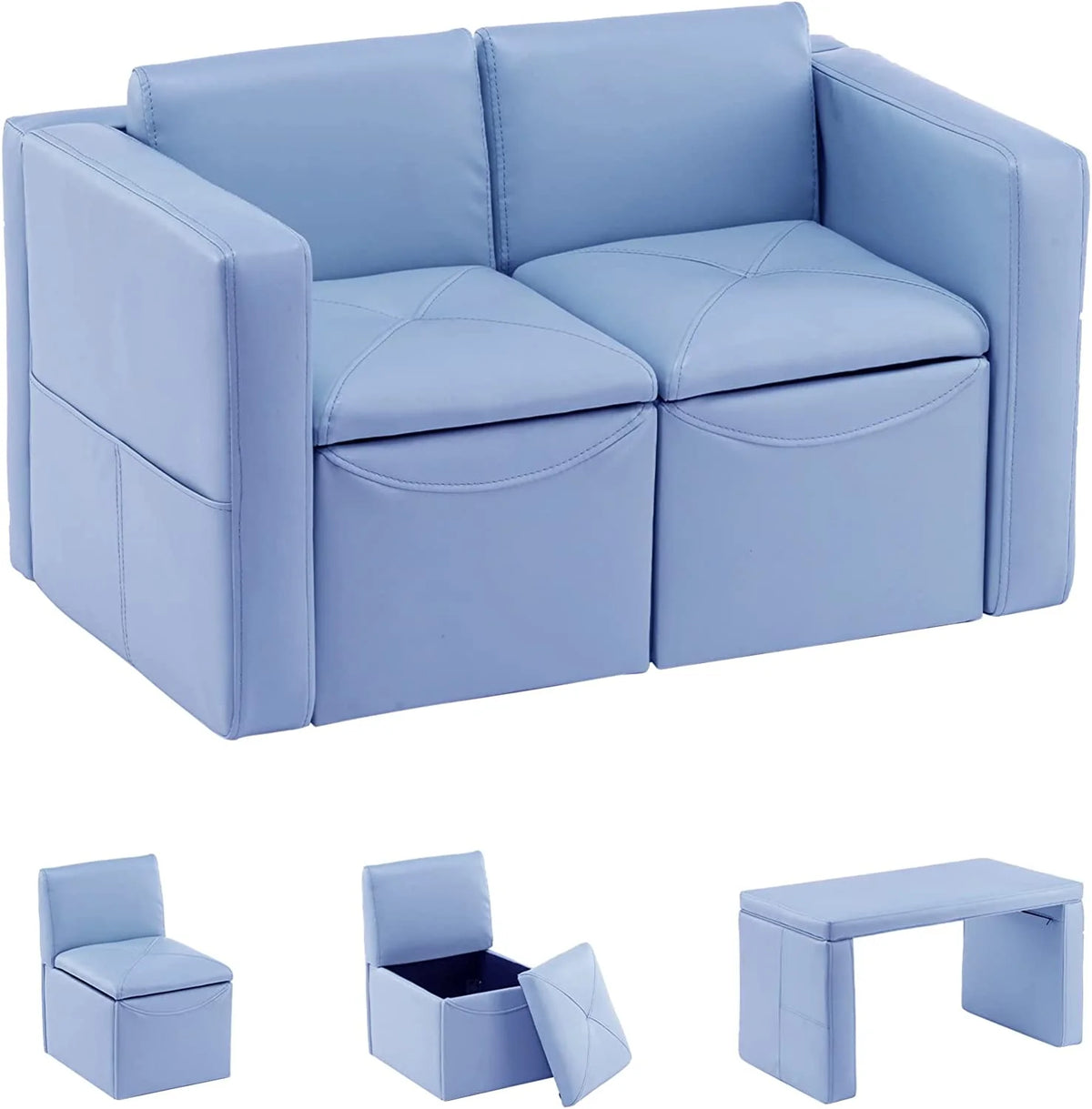 Kids 2-in-1 Sofa Convert to Table & 2 Chairs with Storage Box I9709