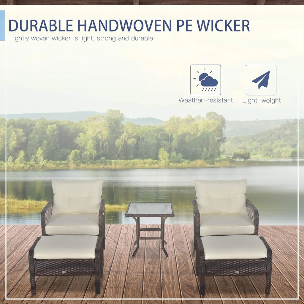 Cream White PE Wicker Patio Furniture Set M22176