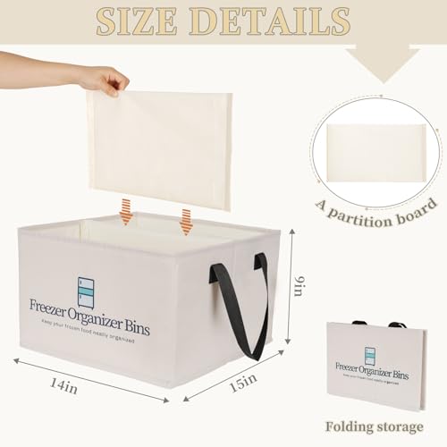 Collapsible Freezer Organizer Bins with Removable Dividers R395197