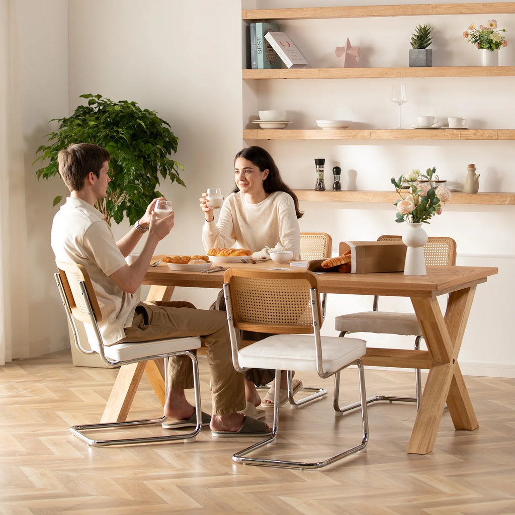 Beige Velvet Dining Chairs Set of 6 Q1453