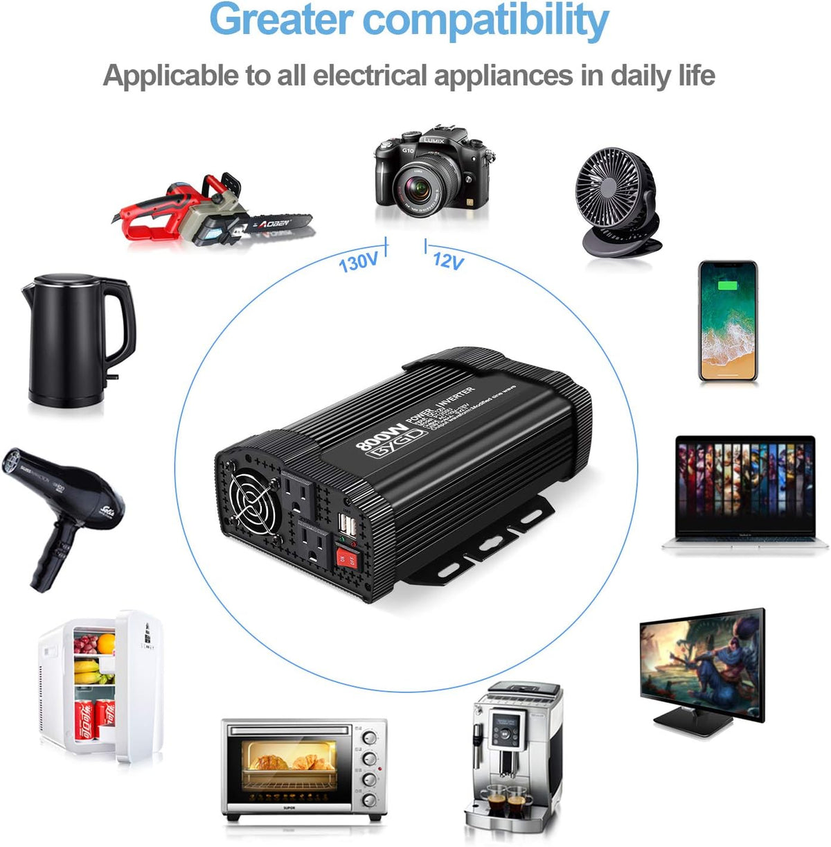 2000W Power Inverter 12V to 110V Modified Sine Wave with 4 AC Outlets L783