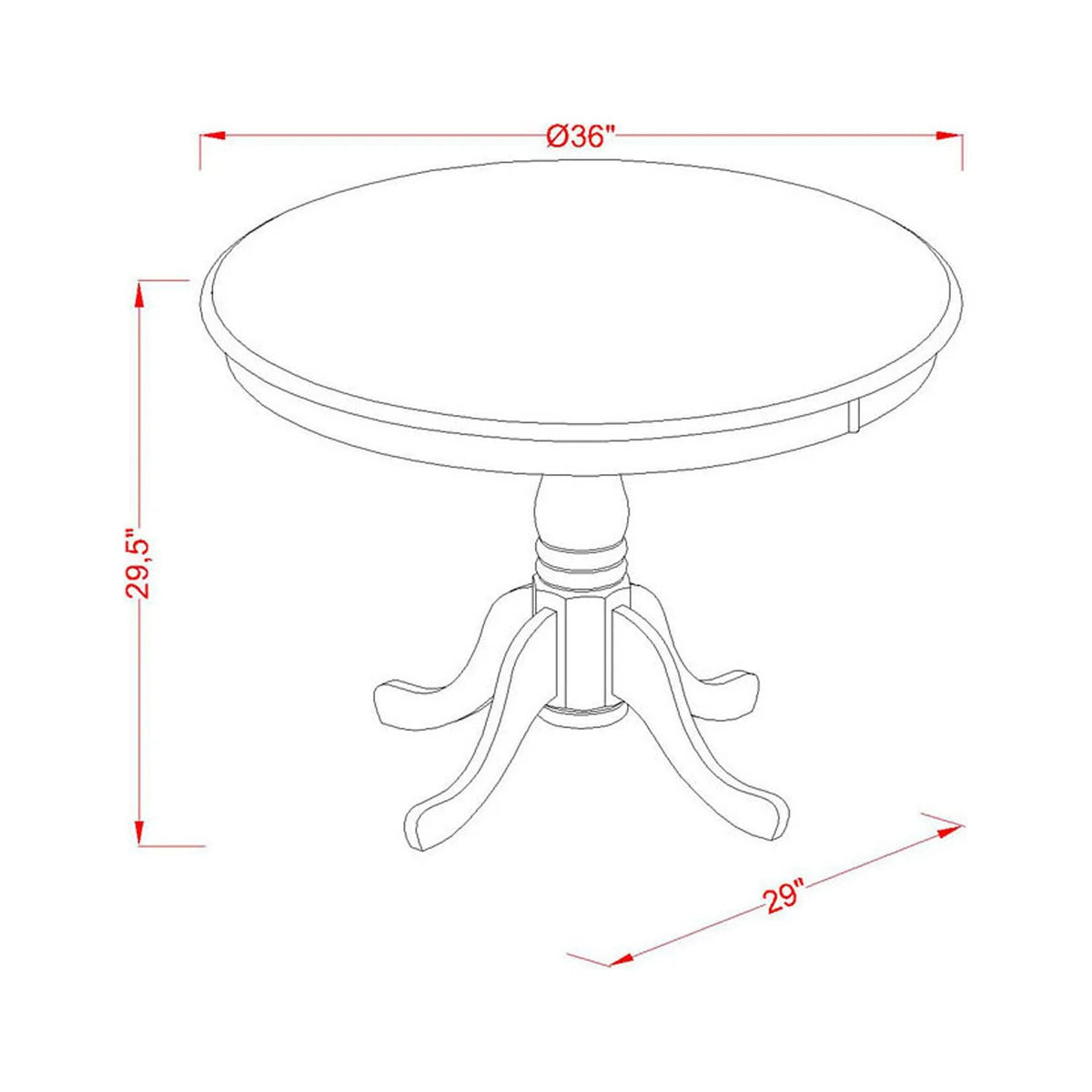 5 Pc Dining Set with Round Table and 4 Chairs O401754