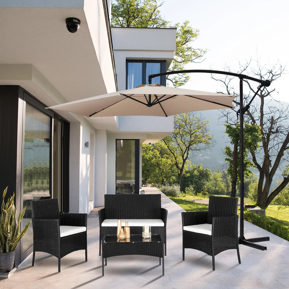 4-Piece PE Wicker Outdoor Conversation Set with Cushions S4993