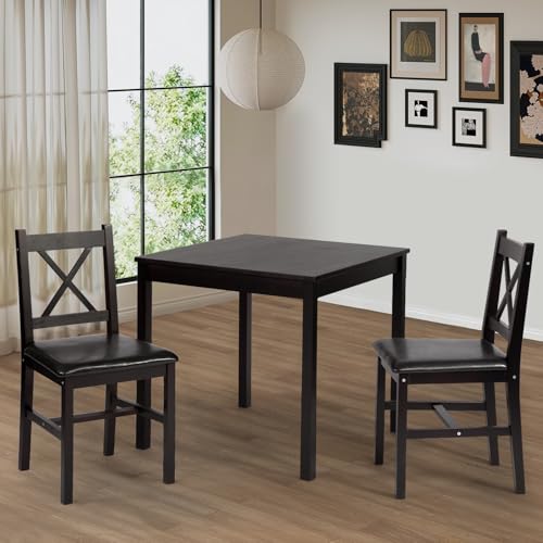 5-Piece Solid Wood Dining Table Set for 4 Brown K6439