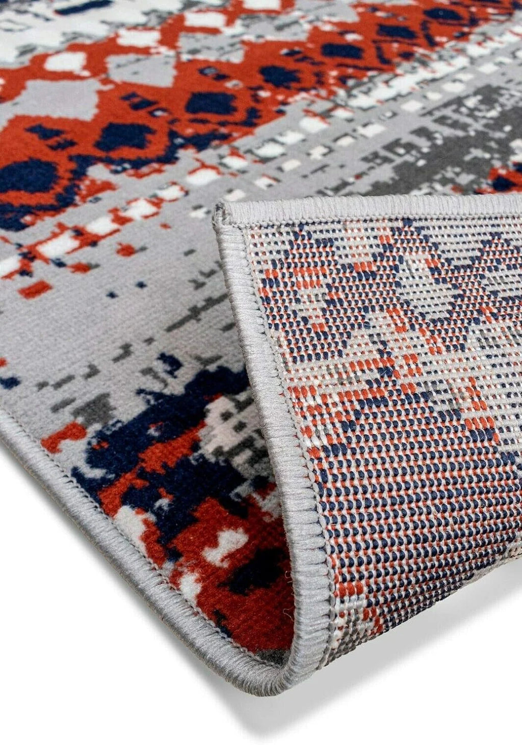Light Grey Geometric Pattern Runner Rug H1809