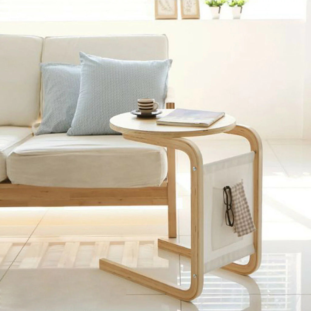 C-shaped Sofa End Side Table with Side Pocket H58264