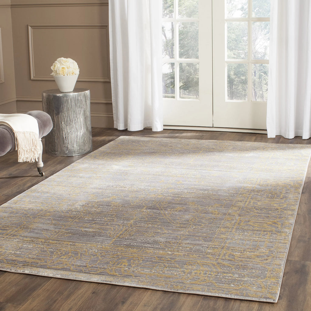 Grey/Gold Polyester Area Rug 3' x 5' K324139