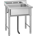 Stainless Steel Freestanding Single Bowl Utility Sink with Workbench N82475