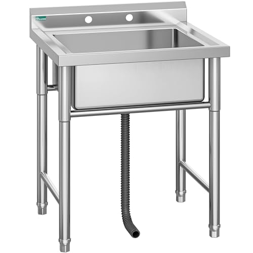 Stainless Steel Freestanding Single Bowl Utility Sink with Workbench N82475