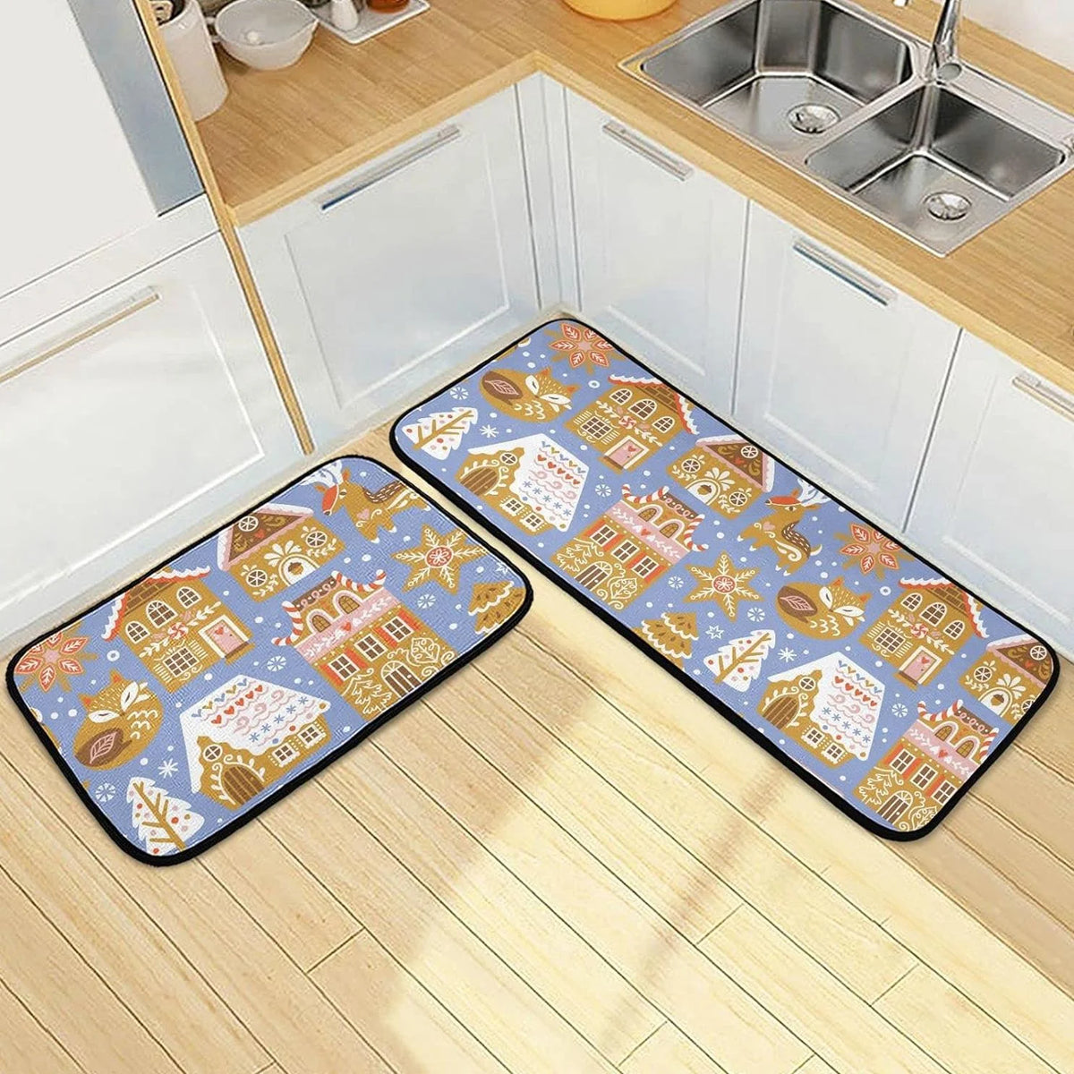 Christmas Cookies Kitchen Mats Set of 2 Non Slip Comfort Mat D3805