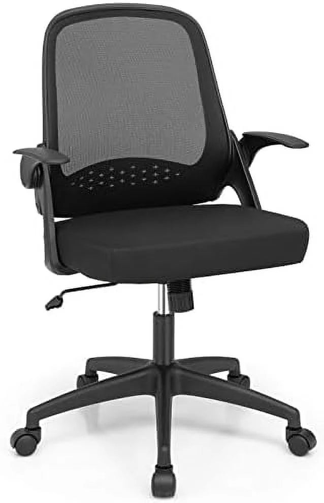 Black Mesh Office Chair with Flip-up Armrest and Lumbar Support S868424