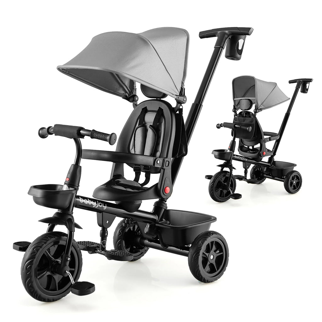 4-in-1 Toddler Tricycle with Adjustable Push Handle I70202