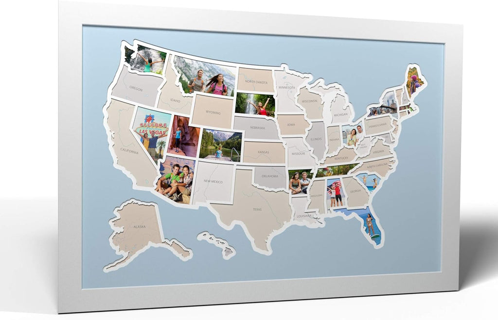 USA Photo Map Black Frame L786