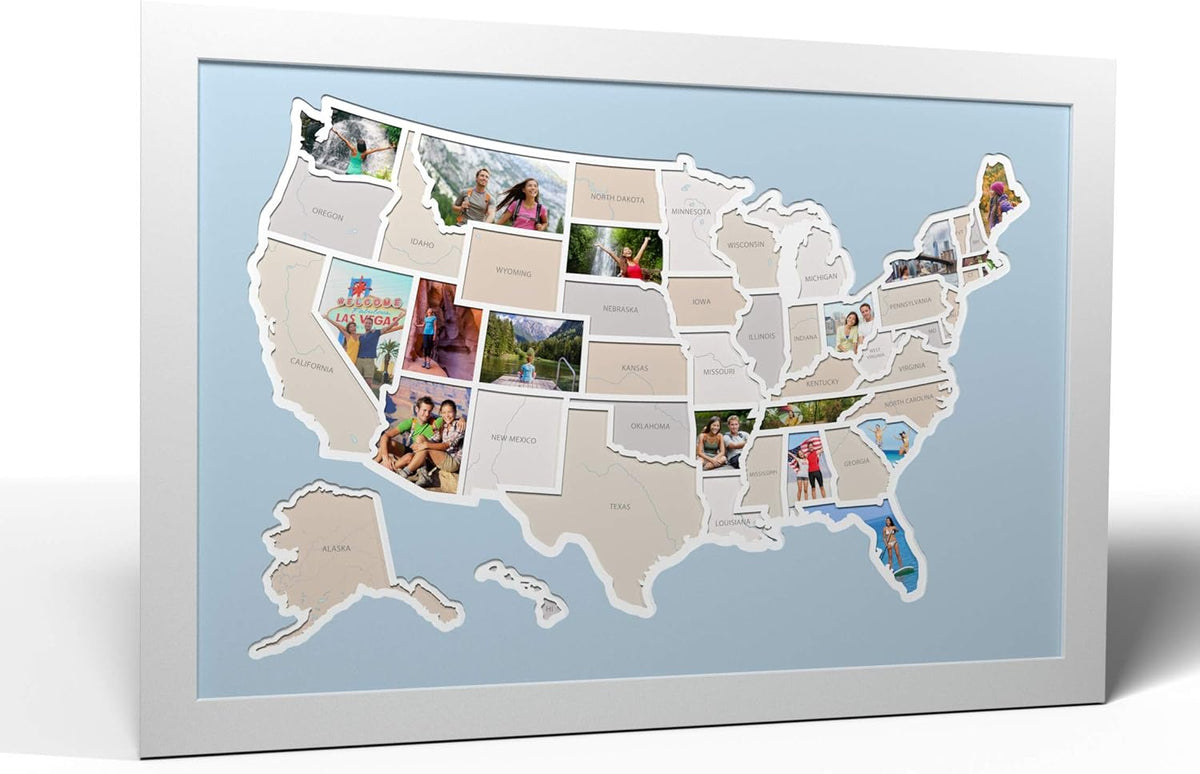 USA Photo Map Black Frame L786