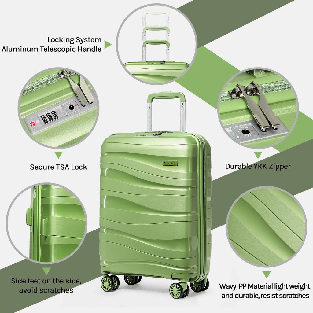 5 Luggage Sets PP Hardside Spinner Luggage Expandable Carry-on Suitcase H2730