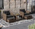 5 Piece PE Wicker Rattan Patio Conversation Set F436