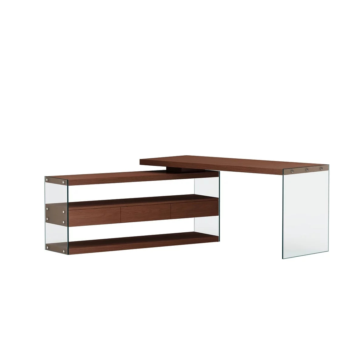 Rotatable Wooden Desk with 3 Drawers and 3 Shelves F7622