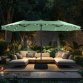 15ft Double-Sided Patio Umbrella with Solar Lights & Base U71371
