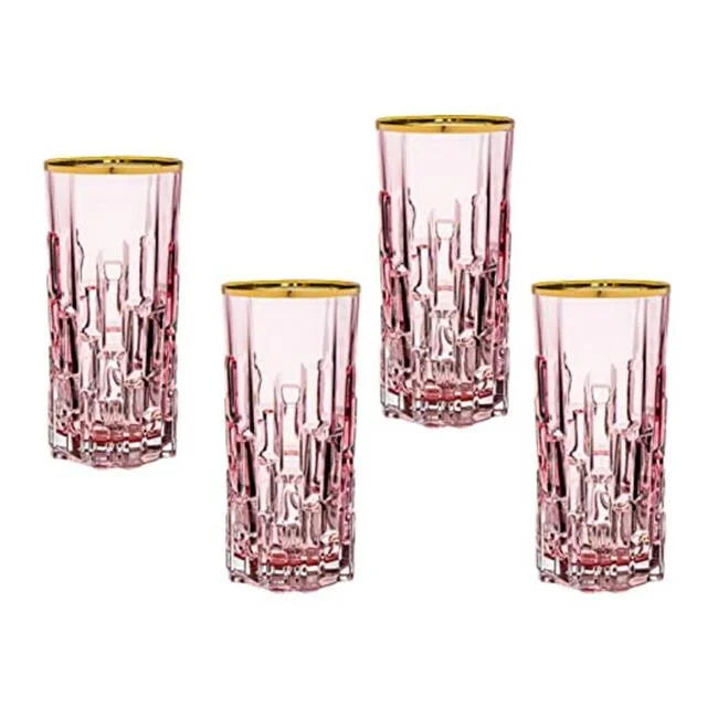 Pink Gold Rim Highball Glass Set of 4 F800392