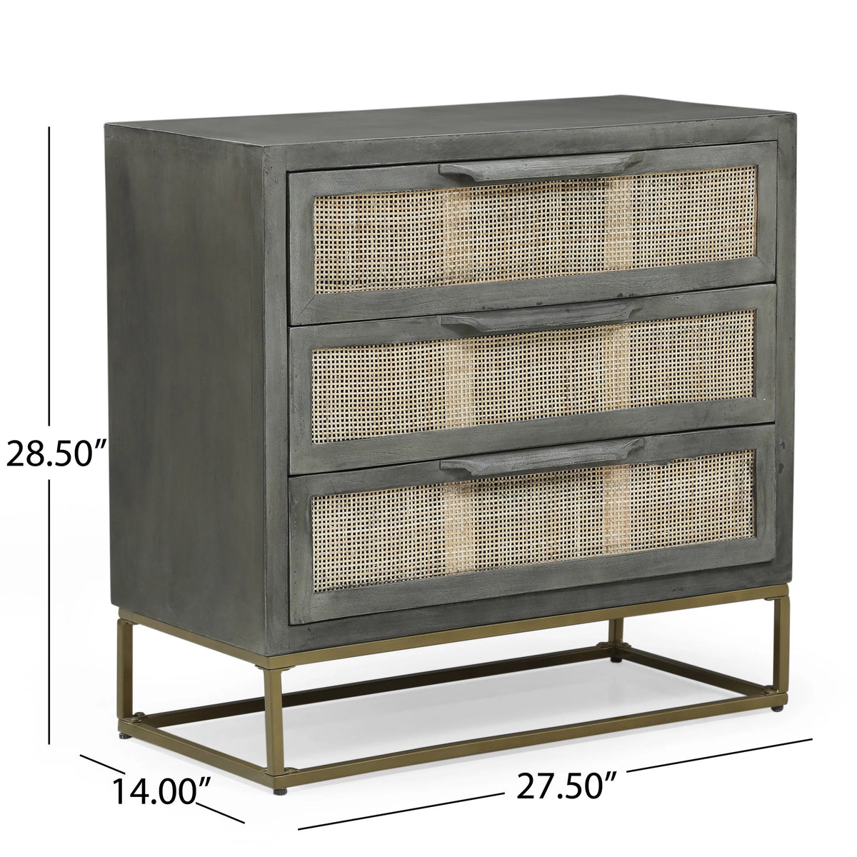 Handcrafted Mango Wood 3 Drawer Cabinet S891220