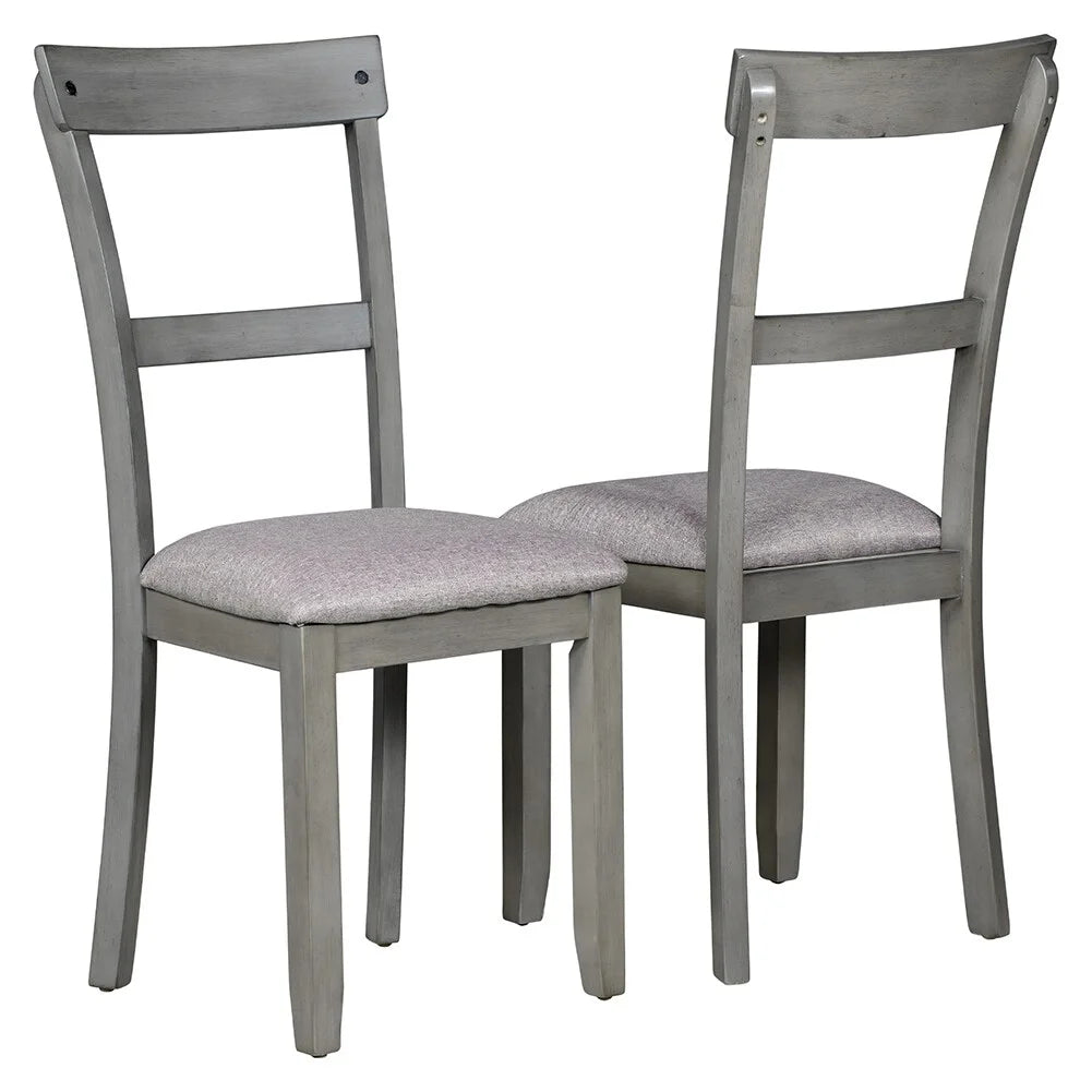 5-Piece Wooden Dining Table Set with 4 Chairs Grey U458889