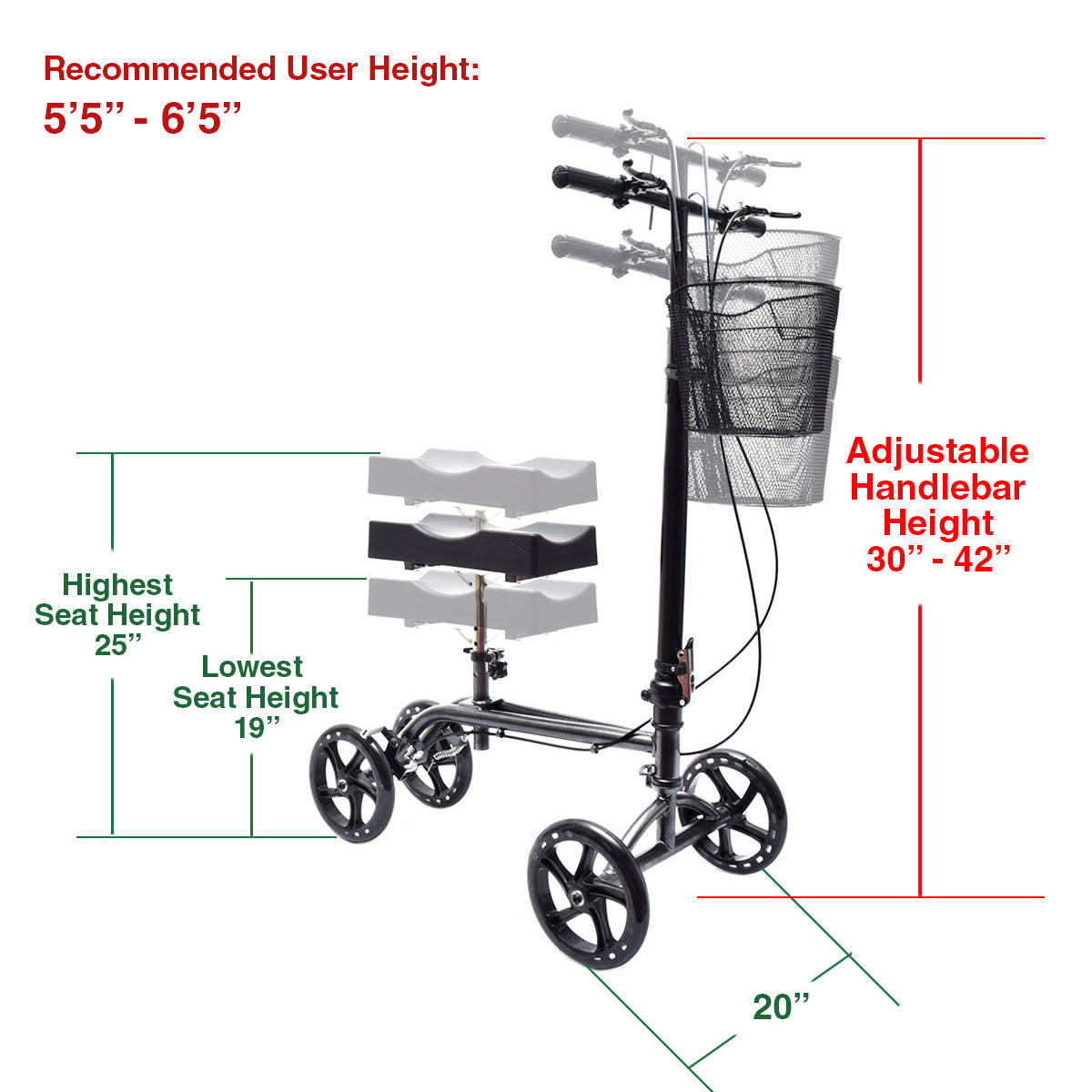 Foldable Steerable Knee Walker Scooter V87503