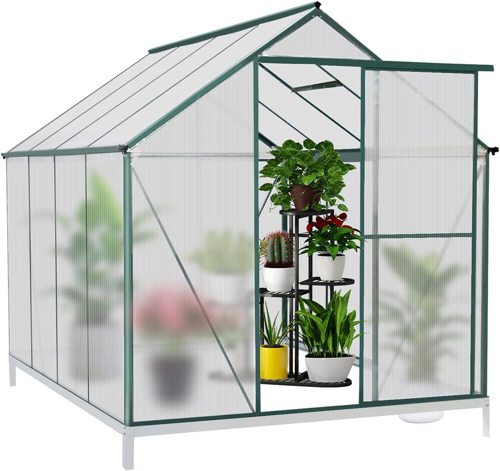 Polycarbonate Greenhouse with Sliding Door 8' x 6' N2338