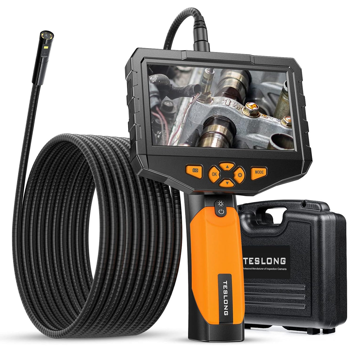 Triple Lens Endoscope Camera with Light, 16.5ft Flexible Waterproof Borescope O10897