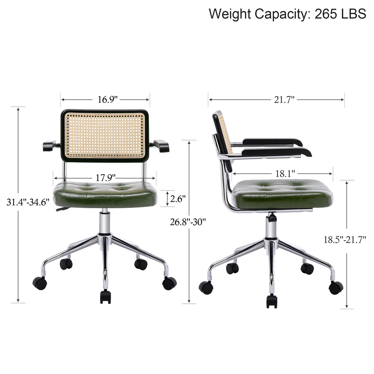 Green Faux Leather Swivel Office Chair with Arms T35371