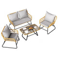 4 Piece Wicker Patio Furniture Set with Removable Cushion D232