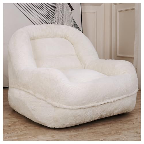 Pink Plush Bean Bag Chair with Armrests W956113