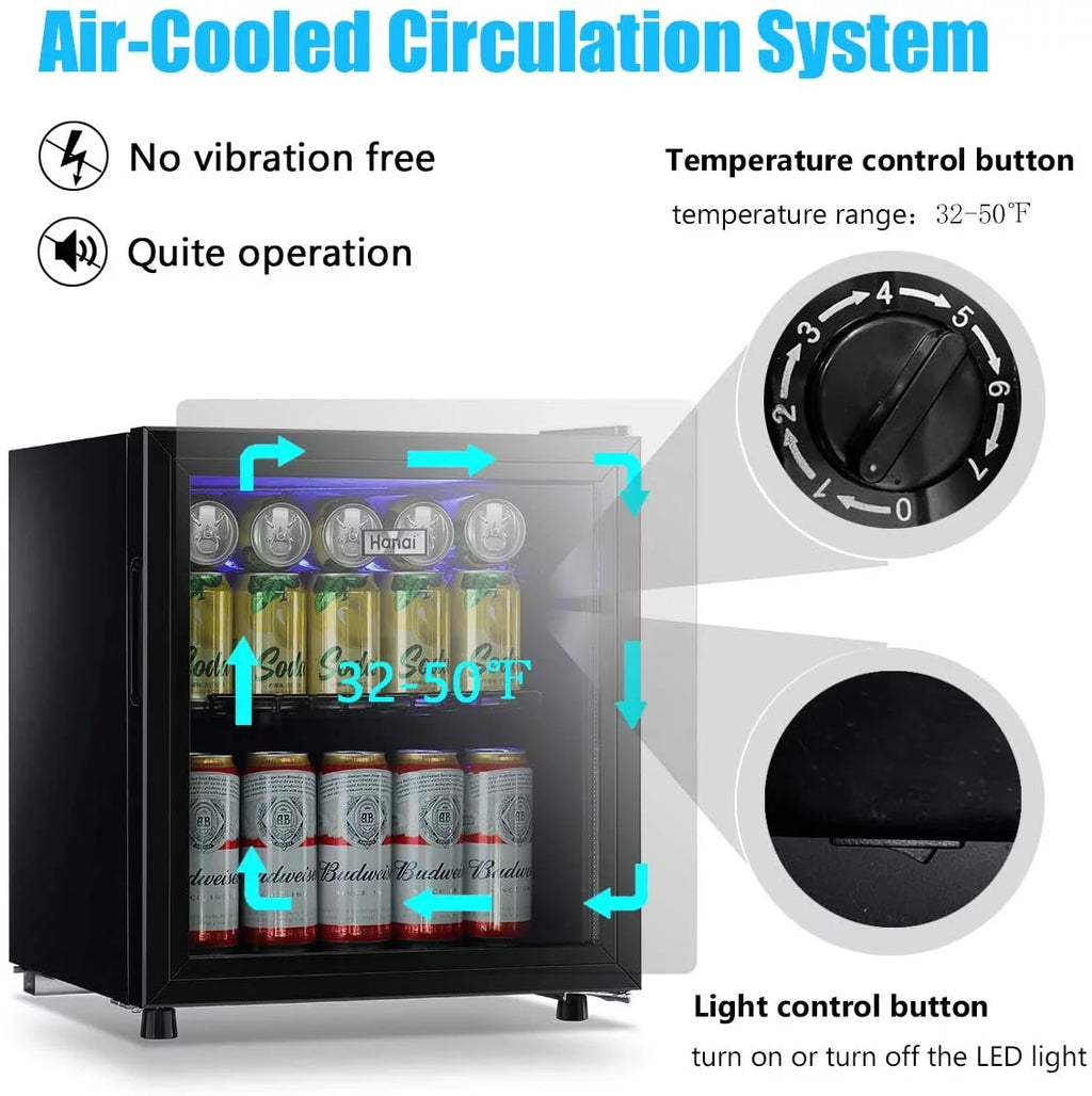 100 Can Capacity Compact Beverage Refrigerator with Glass Door U179