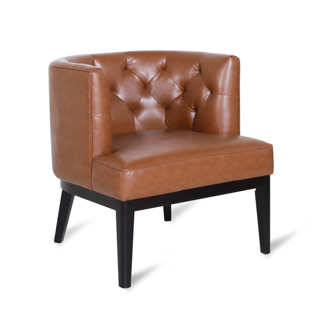 Cognac Brown and Dark Brown Faux Leather Tufted Club Chair D739