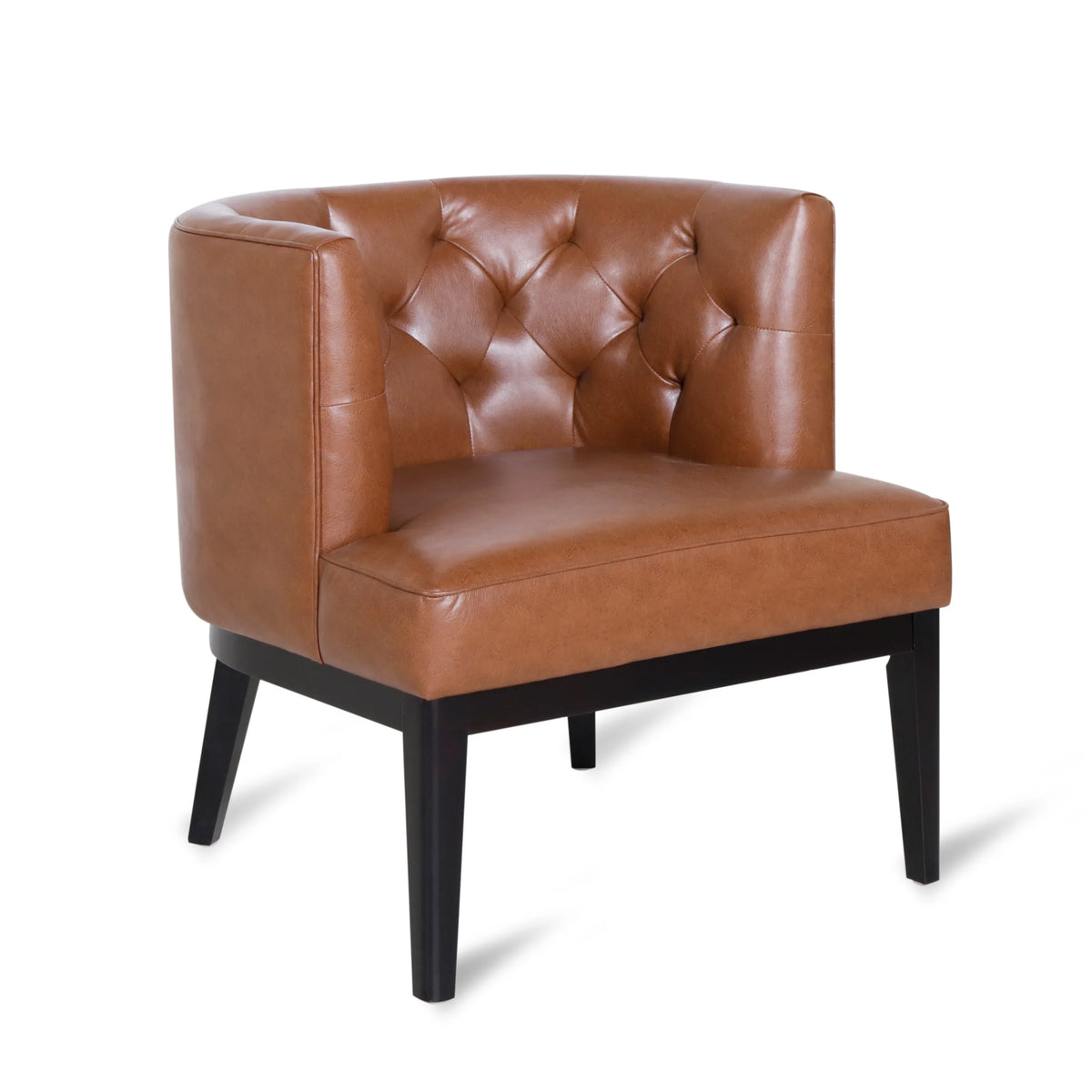 Cognac Brown and Dark Brown Faux Leather Tufted Club Chair D739