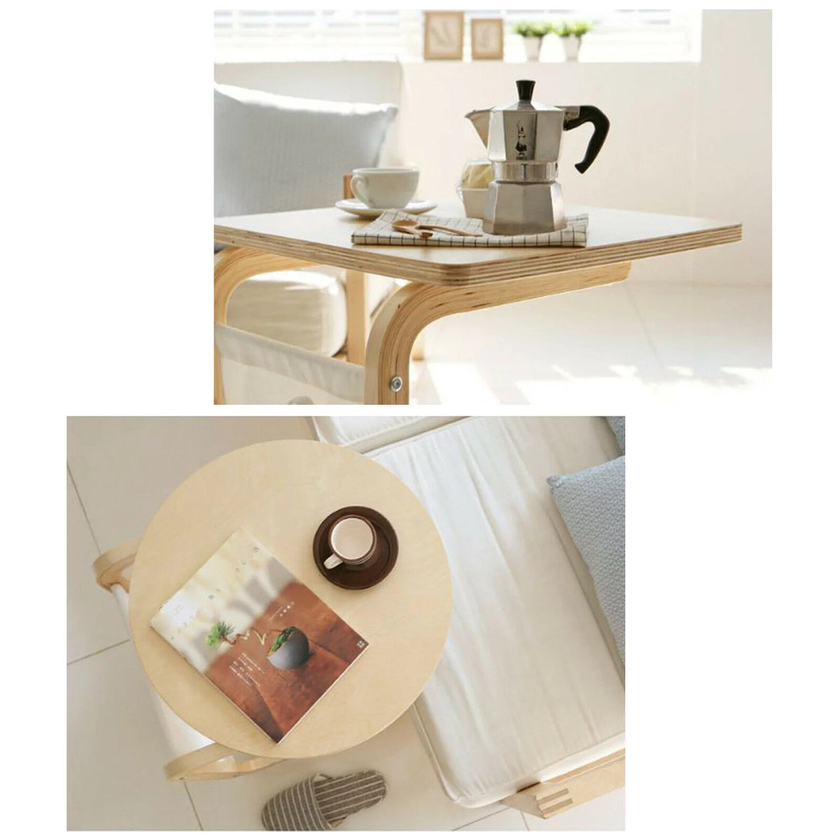 C-shaped Sofa End Side Table with Side Pocket H58264