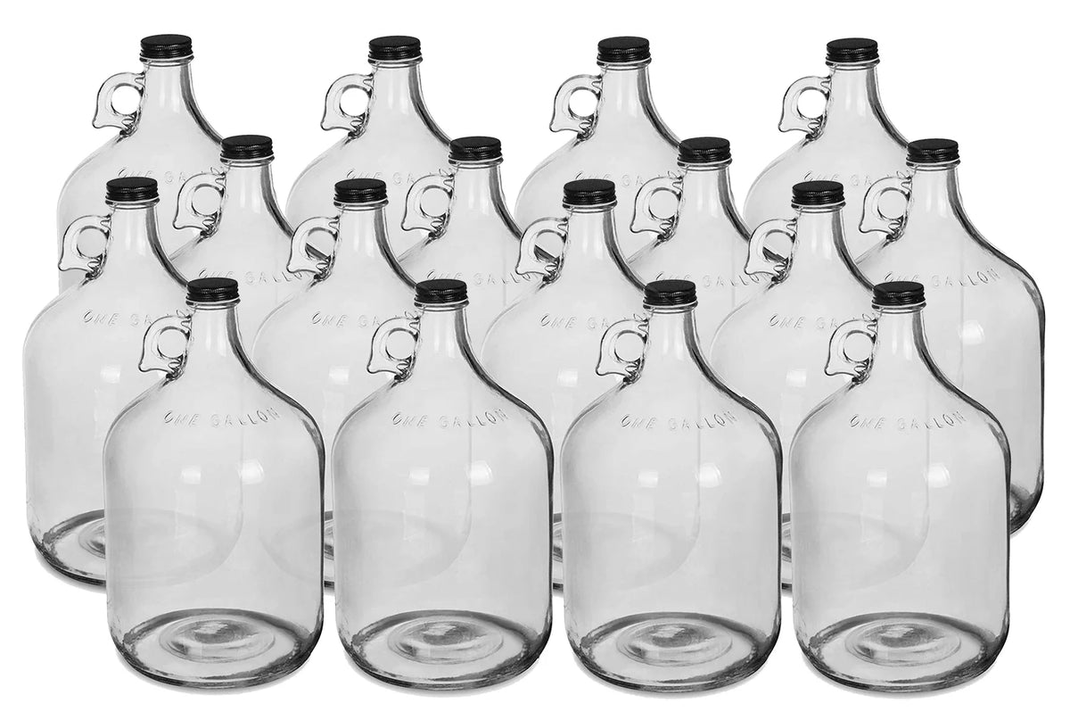 One Gallon Glass Jug with Black Metal Screw Cap Set of 16 Q352830