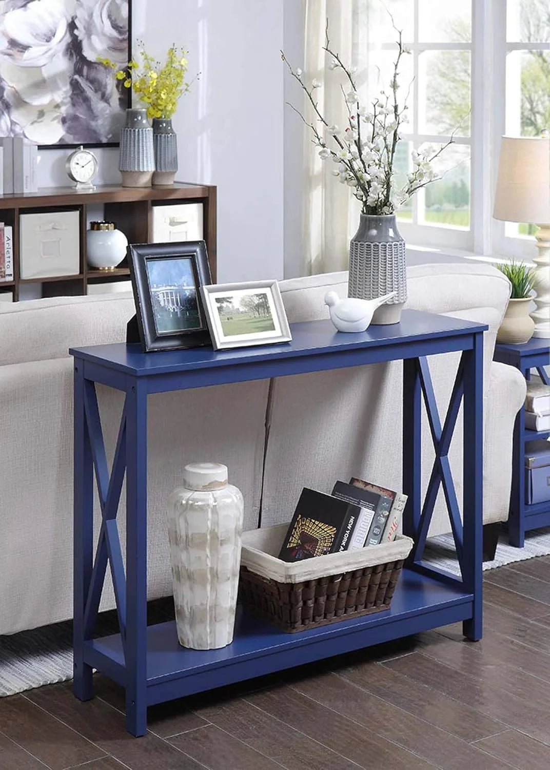 Cobalt Blue Console Table With Shelf N139334