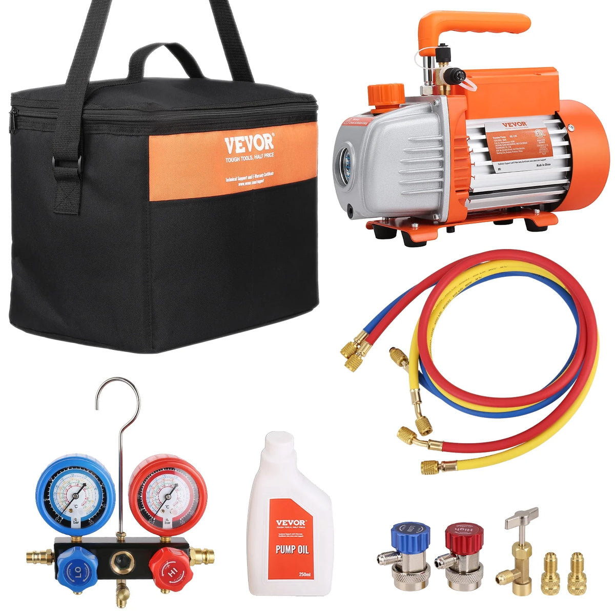 120V 1/5 HP 3.5 CFM HVAC Vacuum Pump with Gauge Set M800