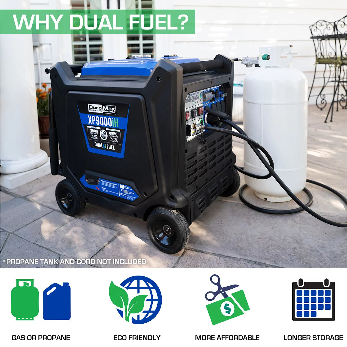 9000 Watt Dual Fuel Inverter Generator with CO Alert F34690