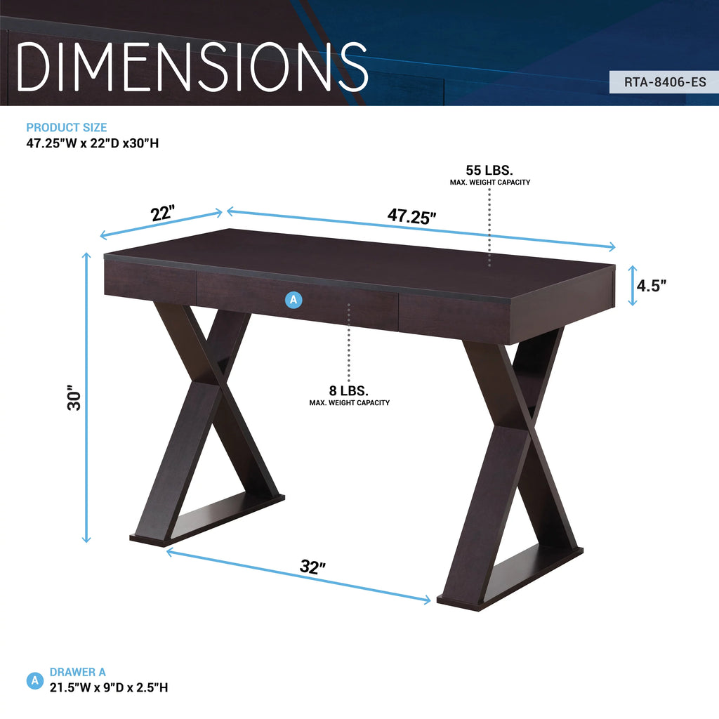 Espresso Writing Desk with Drawer R11462