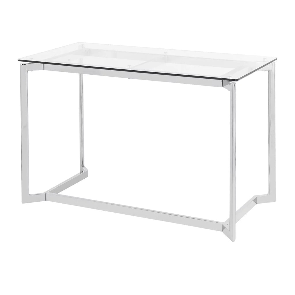 Modern Mirrored Chrome Clear Glass Office Desk X920
