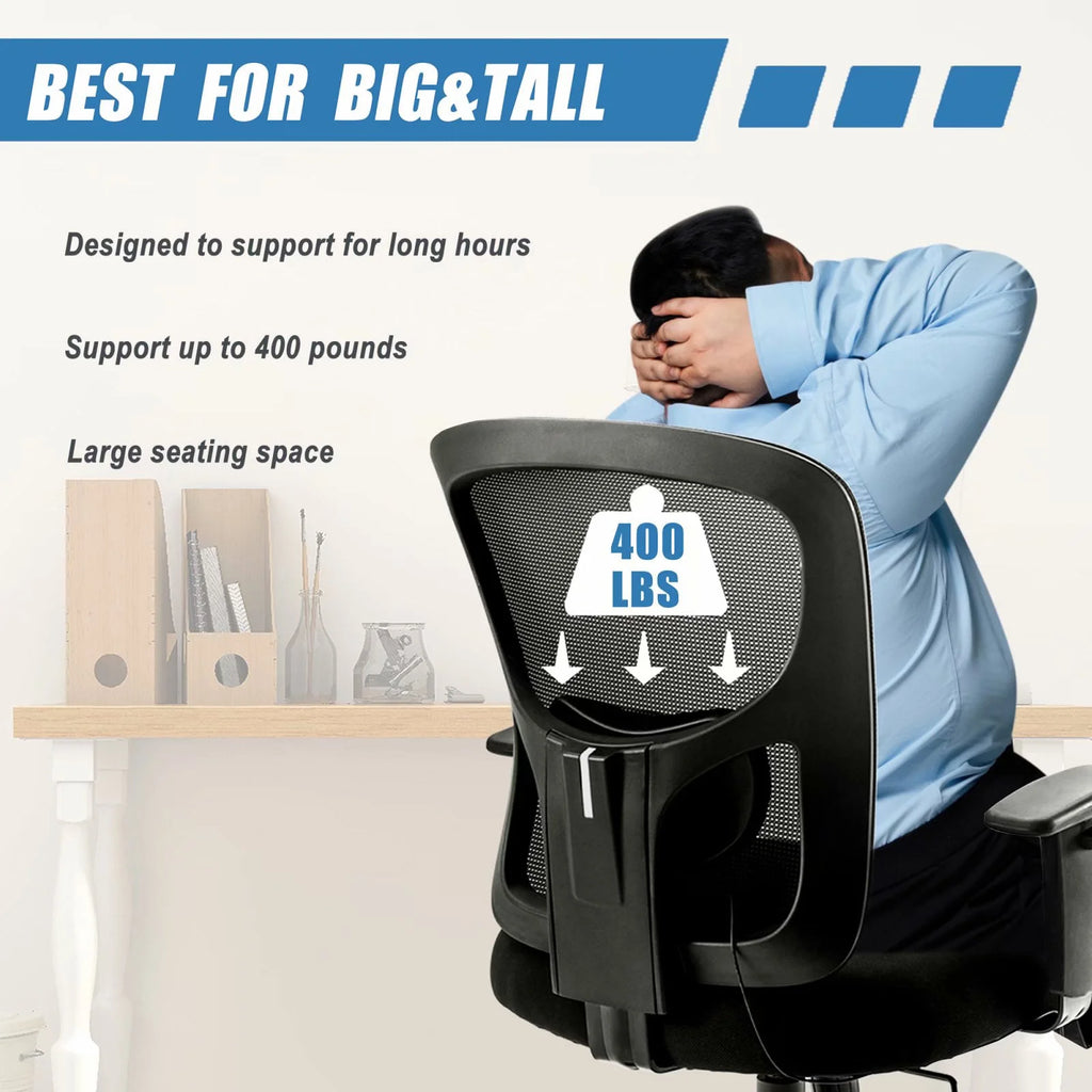 Black Ergonomic Mesh Office Chair with Arms S475
