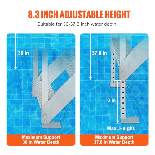 4 Steps 500lbs Adjustable Aluminum Dock Stairs with Handrails L116579