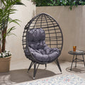 Outdoor Wicker Teardrop Chair in Gray and Dark Gray B581573
