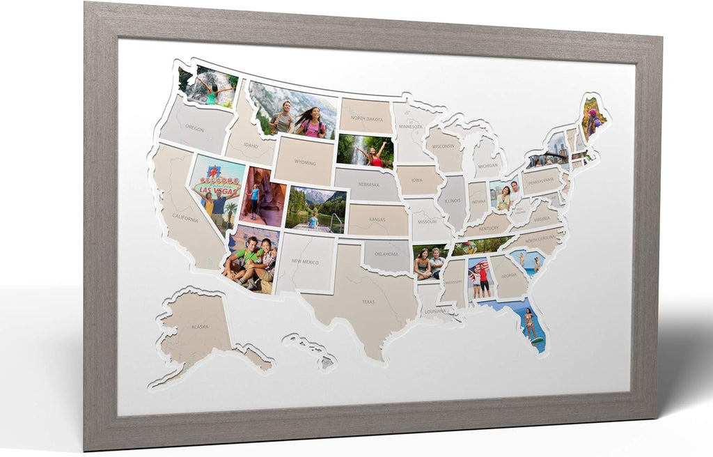 USA Photo Map Black Frame L786